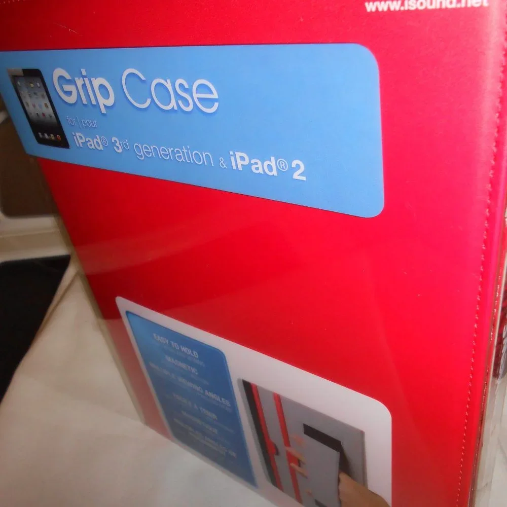New red Grip Case for iPad 3rd Generation & iPad 2 Magnetic multiple angles 📘